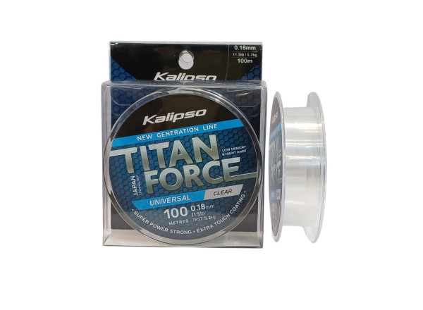 Ліска Titan Force Universal CL 100m 0.18mm 5,2кг Kalipso Ліска Titan Force Universal CL 100m 0.18mm 5,2кг Kalipso
