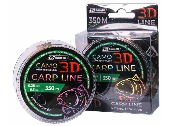 Леска 3D Camo Green 350m 0,28mm 8,3кг Fishing ROI Леска 3D Camo Green 350m 0,28mm 8,3кг Fishing ROI