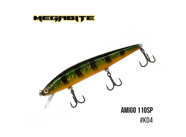 Воблер Megabite Amigo 110 SP (110 мм, 14,3 гр, 1,0 м) (K04) Воблер Megabite Amigo 110 SP (110 мм, 14,3 гр, 1,0 м) (K04)