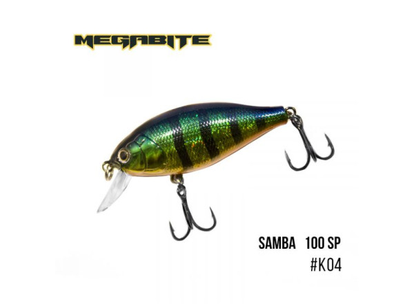 Воблер Megabite Samba 100 SP (60 мм, 14,8 гр, 1 м) (K04) Воблер Megabite Samba 100 SP (60 мм, 14,8 гр, 1 м) (K04)